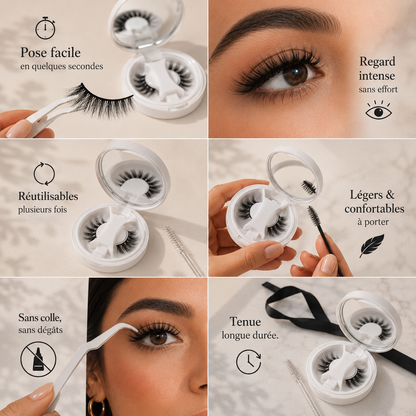 Kit Cils Magnétiques Premium – Boîte Magnétique & Pince Incluse